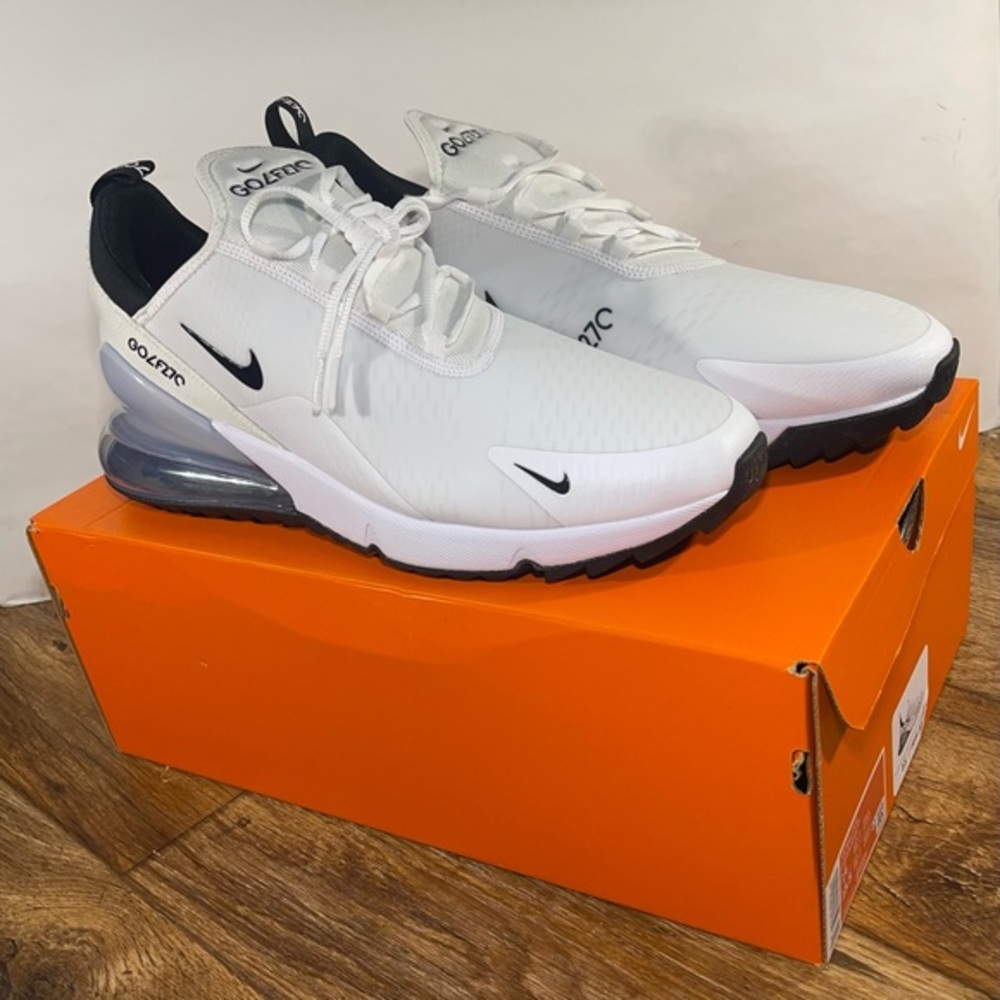 Nike Golf Air Max 270 Shoes White Black Platinum CK6483-102 Men's New With Box - Picture 9 of 12